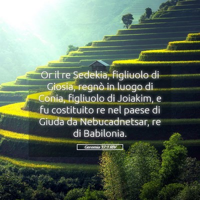 Picture 05 - Geremia 37:1 RIV - Or il re Sedekia, figliuolo di Giosia, regnò in - Bible Verse Picture