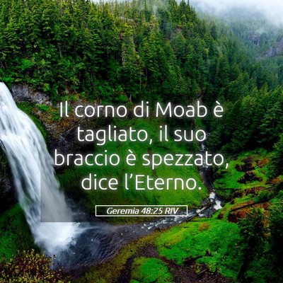 Picture 05 - Geremia 48:25 RIV - Il corno di Moab è tagliato, il suo braccio è - Bible Verse Picture