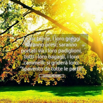 Picture 05 - Geremia 49:29 RIV - Le lor tende, i loro greggi saranno presi; - Bible Verse Picture