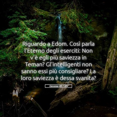 Picture 05 - Geremia 49:7 RIV - Riguardo a Edom. Così parla l’Eterno degli - Bible Verse Picture