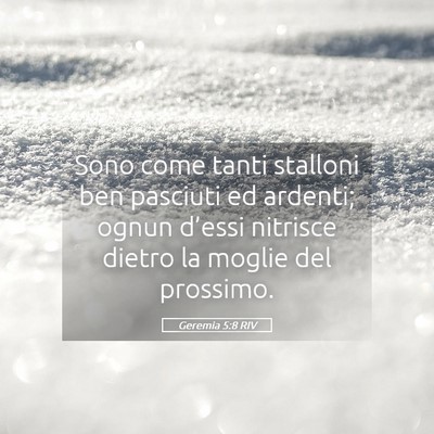 Picture 05 - Geremia 5:8 RIV - Sono come tanti stalloni ben pasciuti ed ardenti; - Bible Verse Picture