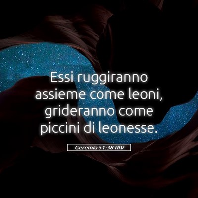 Picture 05 - Geremia 51:38 RIV - Essi ruggiranno assieme come leoni, grideranno - Bible Verse Picture
