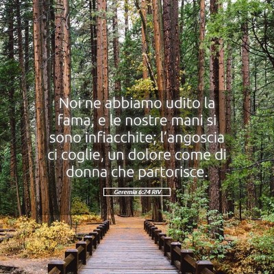 Picture 05 - Geremia 6:24 RIV - Noi ne abbiamo udito la fama, e le nostre mani si - Bible Verse Picture