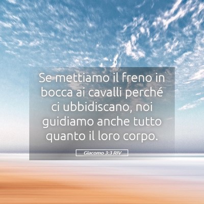 Picture 05 - Giacomo 3:3 RIV - Se mettiamo il freno in bocca ai cavalli perché - Bible Verse Picture