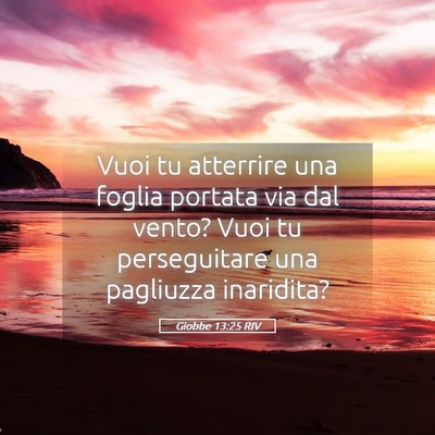 Picture 05 - Giobbe 13:25 RIV - Vuoi tu atterrire una foglia portata via dal - Bible Verse Picture