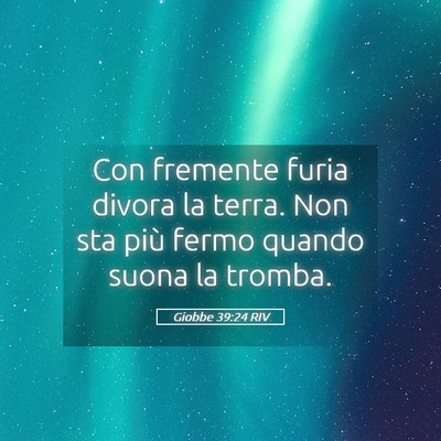 Picture 05 - Giobbe 39:24 RIV - Con fremente furia divora la terra. Non sta più - Bible Verse Picture