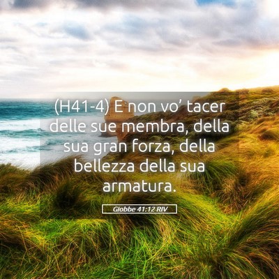 Picture 05 - Giobbe 41:12 RIV - (H41-4) E non vo’ tacer delle sue membra, della - Bible Verse Picture