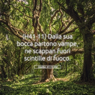 Picture 05 - Giobbe 41:19 RIV - (H41-11) Dalla sua bocca partono vampe, ne - Bible Verse Picture