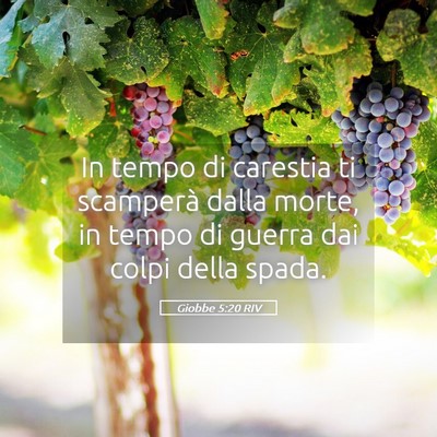 Picture 05 - Giobbe 5:20 RIV - In tempo di carestia ti scamperà dalla morte, in - Bible Verse Picture