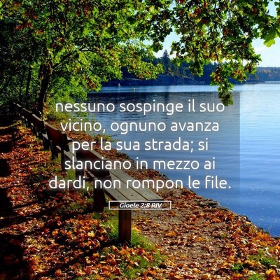 Picture 05 - Gioele 2:8 RIV - nessuno sospinge il suo vicino, ognuno avanza per - Bible Verse Picture