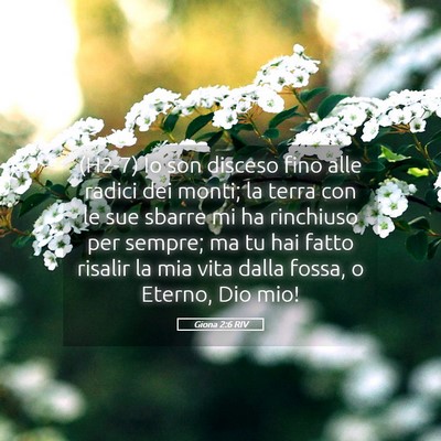Picture 05 - Giona 2:6 RIV - (H2-7) Io son disceso fino alle radici dei monti; - Bible Verse Picture