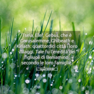 Picture 05 - Giosué 18:28 RIV - Tsela, Elef, Gebus, che è Gerusalemme, Ghibeath - Bible Verse Picture