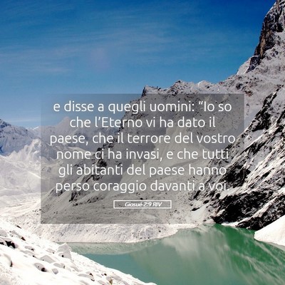 Picture 05 - Giosué 2:9 RIV - e disse a quegli uomini: “Io so che l’Eterno - Bible Verse Picture