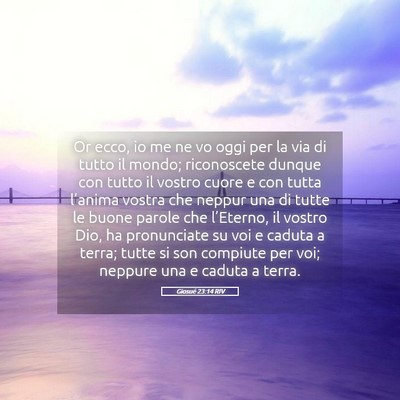 Picture 05 - Giosué 23:14 RIV - Or ecco, io me ne vo oggi per la via di tutto il - Bible Verse Picture