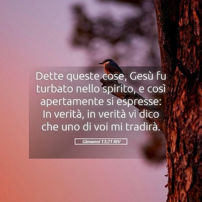 Picture 05 - Giovanni 13:21 RIV - Dette queste cose, Gesù fu turbato nello - Bible Verse Picture