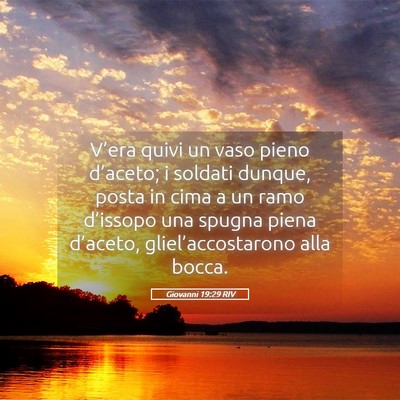 Picture 05 - Giovanni 19:29 RIV - V’era quivi un vaso pieno d’aceto; i soldati - Bible Verse Picture