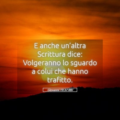 Picture 05 - Giovanni 19:37 RIV - E anche un’altra Scrittura dice: Volgeranno lo - Bible Verse Picture