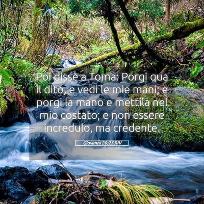 Picture 05 - Giovanni 20:27 RIV - Poi disse a Toma: Porgi qua il dito, e vedi le - Bible Verse Picture