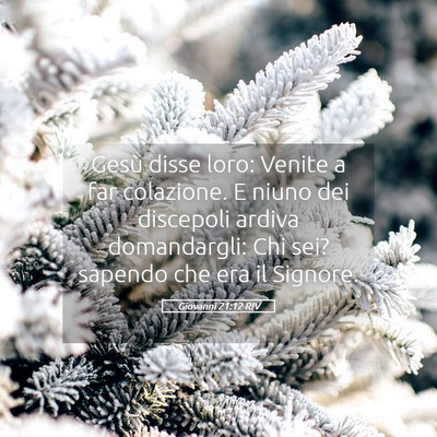 Picture 05 - Giovanni 21:12 RIV - Gesù disse loro: Venite a far colazione. E niuno - Bible Verse Picture