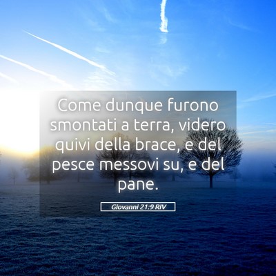 Picture 05 - Giovanni 21:9 RIV - Come dunque furono smontati a terra, videro quivi - Bible Verse Picture