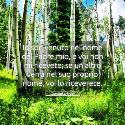 Picture 05 - Giovanni 5:43 RIV - Io son venuto nel nome del Padre mio, e voi non - Bible Verse Picture