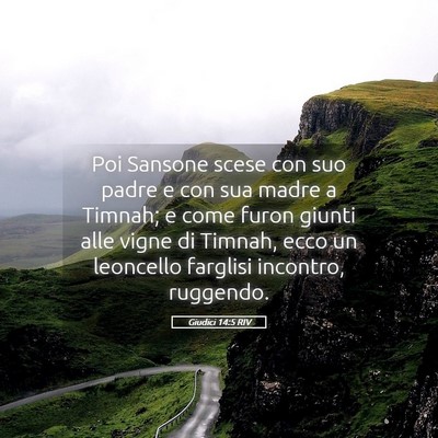 Picture 05 - Giudici 14:5 RIV - Poi Sansone scese con suo padre e con sua madre a - Bible Verse Picture