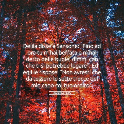 Picture 05 - Giudici 16:13 RIV - Delila disse a Sansone: “Fino ad ora tu m’hai - Bible Verse Picture