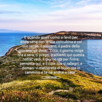 Picture 05 - Giudici 19:9 RIV - E quando quell’uomo si levò per andarsene con - Bible Verse Picture