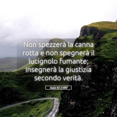 Picture 05 - Isaia 42:3 RIV - Non spezzerà la canna rotta e non spegnerà il - Bible Verse Picture