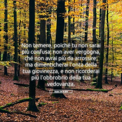 Picture 05 - Isaia 54:4 RIV - Non temere, poiché tu non sarai più confusa; - Bible Verse Picture