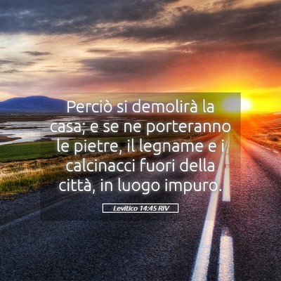 Picture 05 - Levitico 14:45 RIV - Perciò si demolirà la casa; e se ne porteranno - Bible Verse Picture
