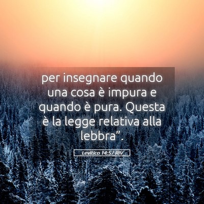 Picture 05 - Levitico 14:57 RIV - per insegnare quando una cosa è impura e quando - Bible Verse Picture