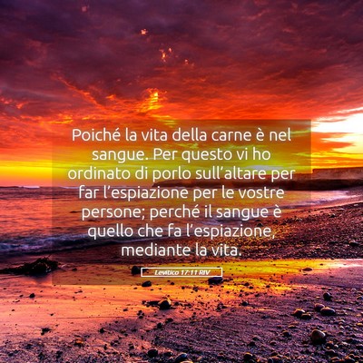 Picture 05 - Levitico 17:11 RIV - Poiché la vita della carne è nel sangue. Per - Bible Verse Picture
