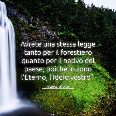 Picture 05 - Levitico 24:22 RIV - Avrete una stessa legge tanto per il forestiero - Bible Verse Picture