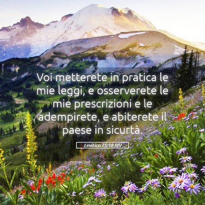 Picture 05 - Levitico 25:18 RIV - Voi metterete in pratica le mie leggi, e - Bible Verse Picture