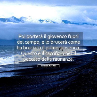 Picture 05 - Levitico 4:21 RIV - Poi porterà il giovenco fuori del campo, e lo - Bible Verse Picture