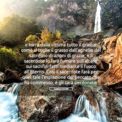 Picture 05 - Levitico 4:35 RIV - e torrà dalla vittima tutto il grasso, come si - Bible Verse Picture