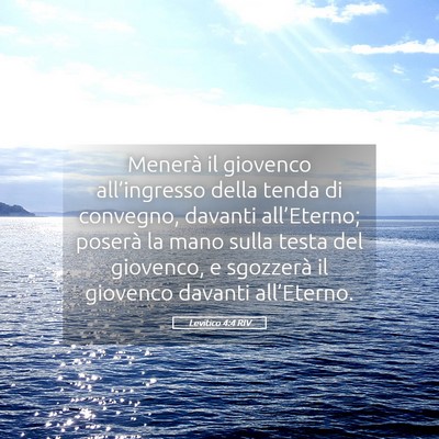 Picture 05 - Levitico 4:4 RIV - Menerà il giovenco all’ingresso della tenda di - Bible Verse Picture