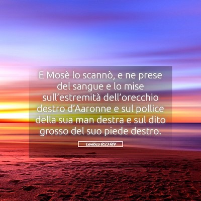 Picture 05 - Levitico 8:23 RIV - E Mosè lo scannò, e ne prese del sangue e lo - Bible Verse Picture