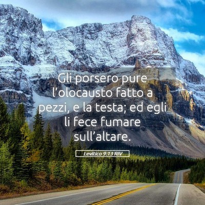 Picture 05 - Levitico 9:13 RIV - Gli porsero pure l’olocausto fatto a pezzi, e - Bible Verse Picture