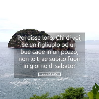 Picture 05 - Luca 14:5 RIV - Poi disse loro: Chi di voi, se un figliuolo od un - Bible Verse Picture