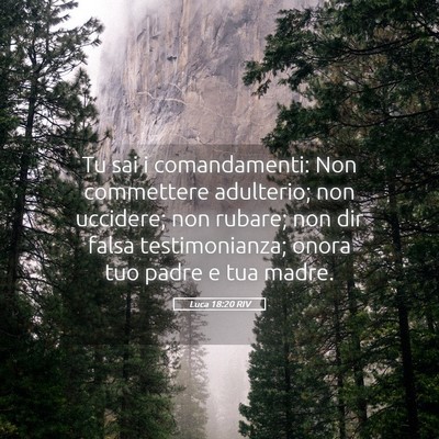 Picture 05 - Luca 18:20 RIV - Tu sai i comandamenti: Non commettere adulterio; - Bible Verse Picture
