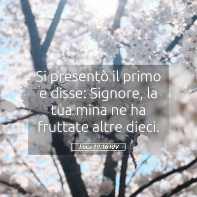 Picture 05 - Luca 19:16 RIV - Si presentò il primo e disse: Signore, la tua - Bible Verse Picture