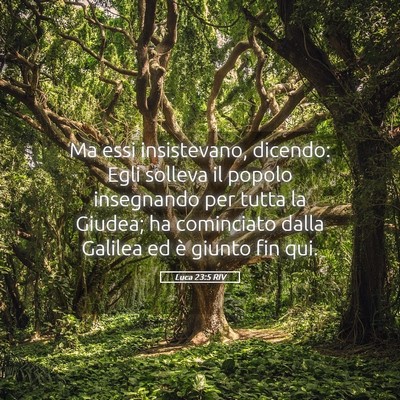 Picture 05 - Luca 23:5 RIV - Ma essi insistevano, dicendo: Egli solleva il - Bible Verse Picture