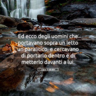 Picture 05 - Luca 5:18 RIV - Ed ecco degli uomini che portavano sopra un letto - Bible Verse Picture
