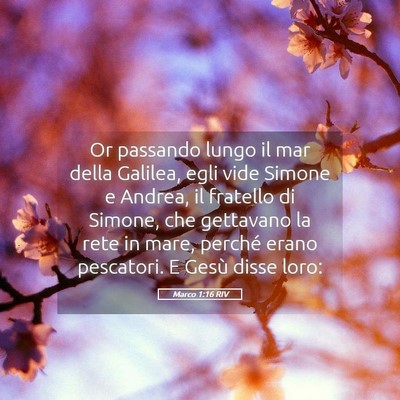 Picture 05 - Marco 1:16 RIV - Or passando lungo il mar della Galilea, egli vide - Bible Verse Picture