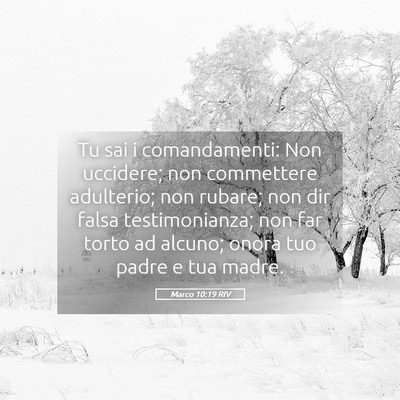 Picture 05 - Marco 10:19 RIV - Tu sai i comandamenti: Non uccidere; non - Bible Verse Picture