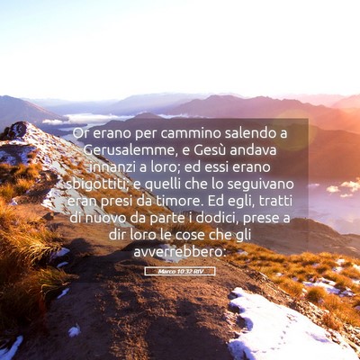 Picture 05 - Marco 10:32 RIV - Or erano per cammino salendo a Gerusalemme, e - Bible Verse Picture
