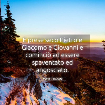 Picture 05 - Marco 14:33 RIV - E prese seco Pietro e Giacomo e Giovanni e - Bible Verse Picture