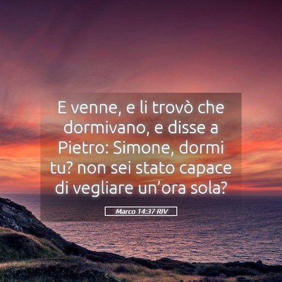 Picture 05 - Marco 14:37 RIV - E venne, e li trovò che dormivano, e disse a - Bible Verse Picture